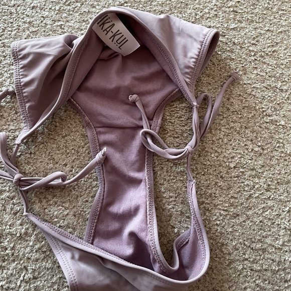 Ika Kul two piece swimsuit string bikini crochet top removable cups full bottom - Picture 5 of 7